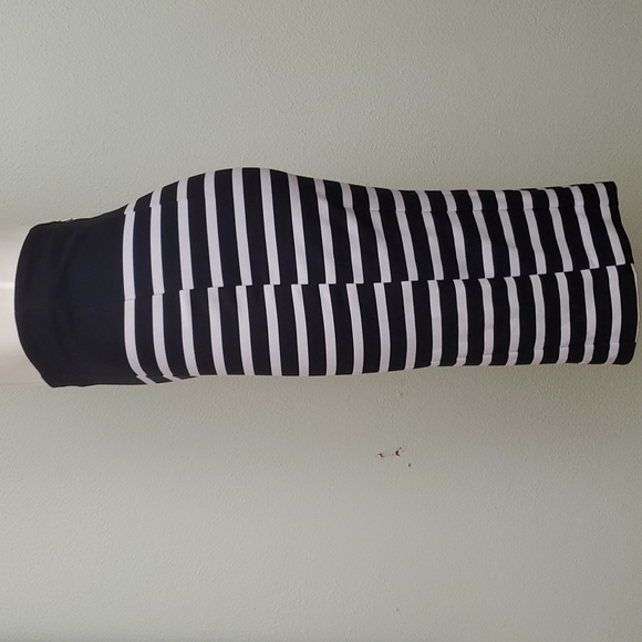 H&M Womens Navy Blue/White Nautical Striped Pencil Skirt-Back Zipper-Sz 4 - Picture 4 of 17